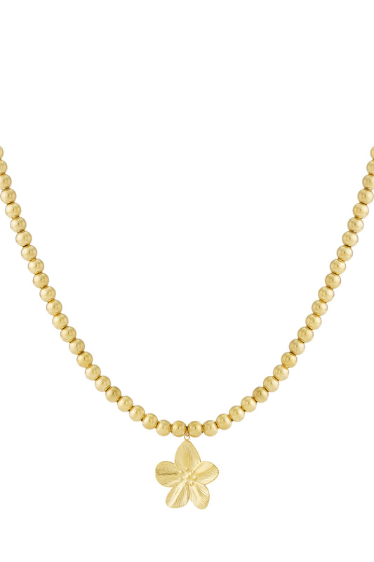 8mm hollow bead necklace with a flower